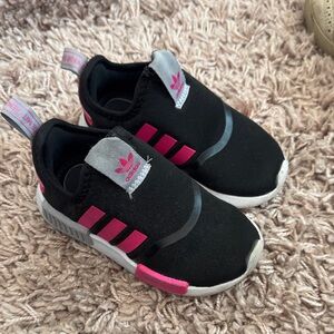 Adidas Kids Sneakers Black with Pink Stripes